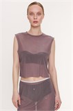 Топ удлиненный Feminine Club мокко WW620016 - фото 389